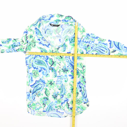 Zara Womens Multicoloured Paisley Viscose Button-Up Shirt XS