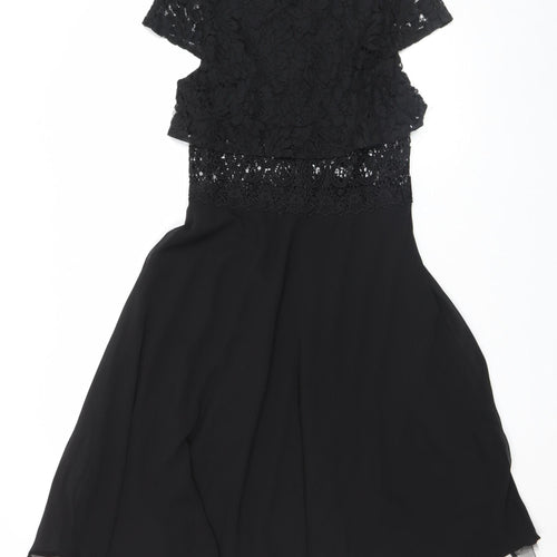 Boohoo Women's Black Lace Fit & Flare Dress Size 10