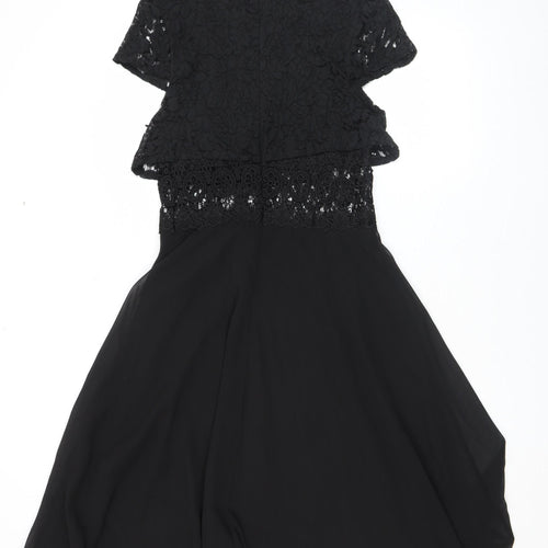 Boohoo Women's Black Lace Fit & Flare Dress Size 10