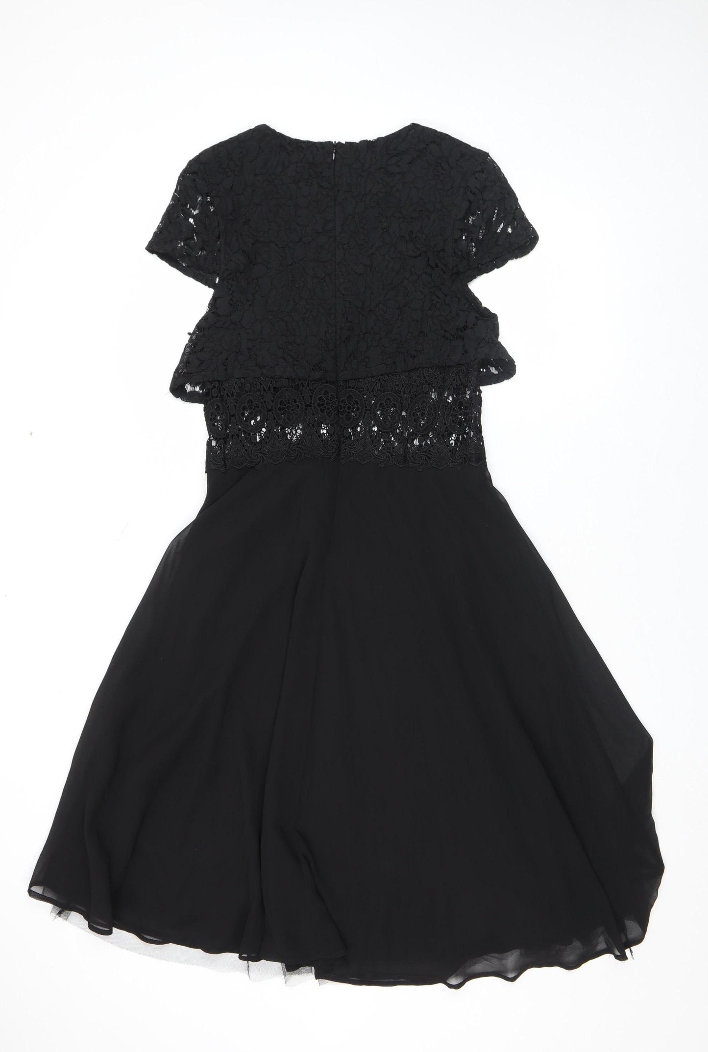 Boohoo Women's Black Lace Fit & Flare Dress Size 10