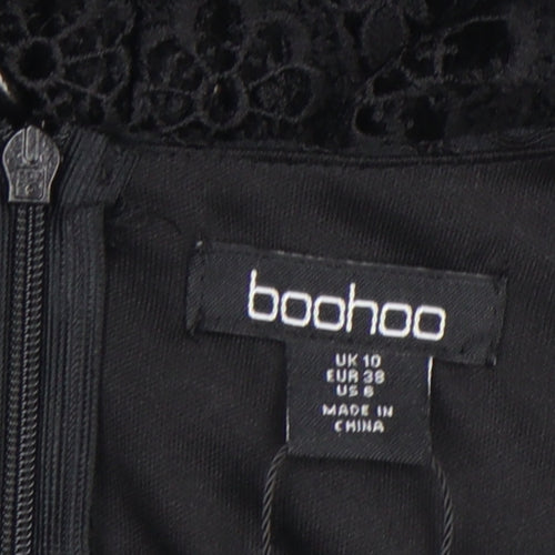 Boohoo Women's Black Lace Fit & Flare Dress Size 10