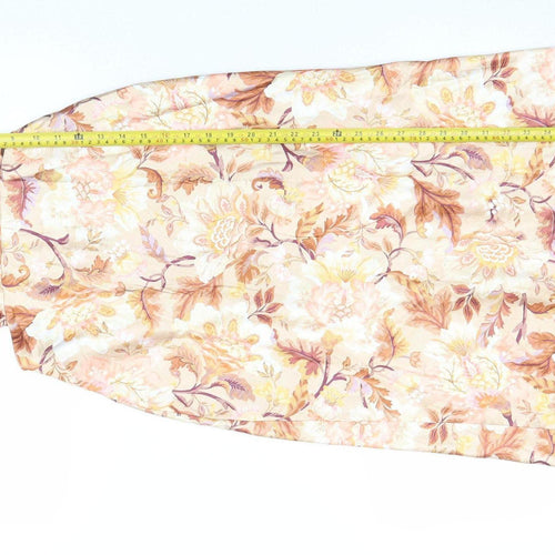 F&P Women's Beige Floral Strappy Midi Slip Dress Size S