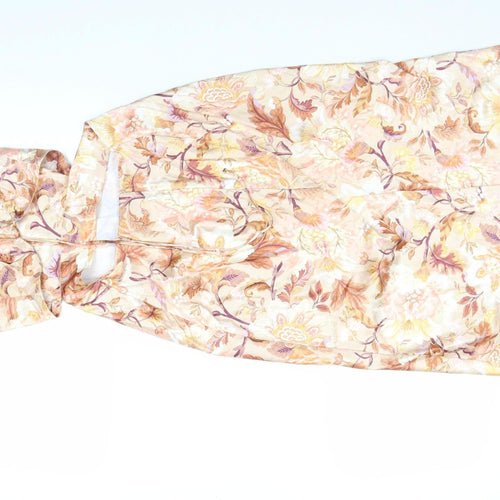 F&P Women's Beige Floral Strappy Midi Slip Dress Size S