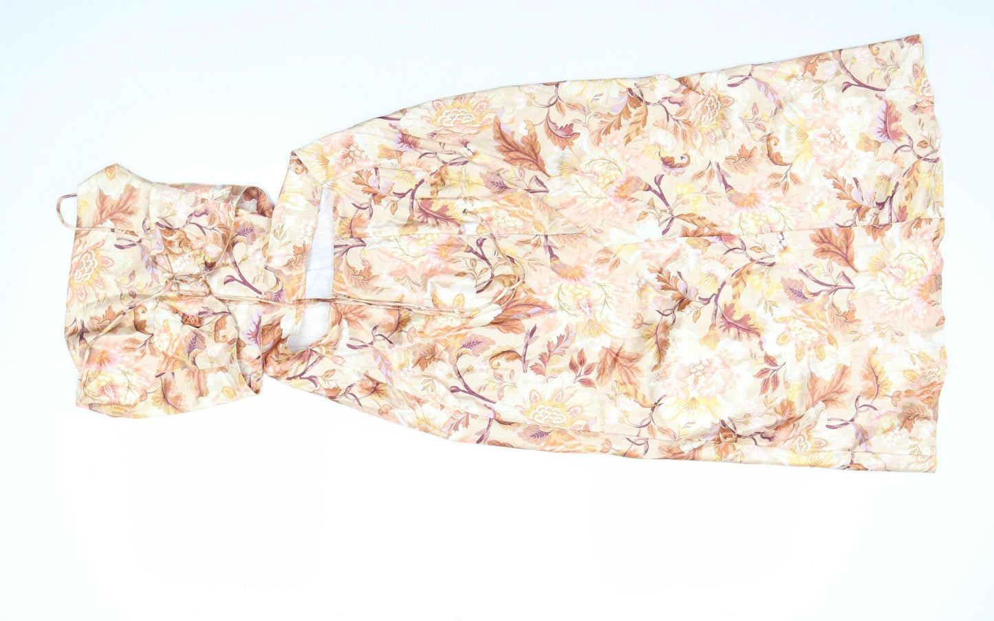 F&P Women's Beige Floral Strappy Midi Slip Dress Size S