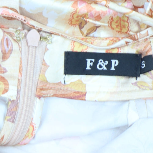 F&P Women's Beige Floral Strappy Midi Slip Dress Size S