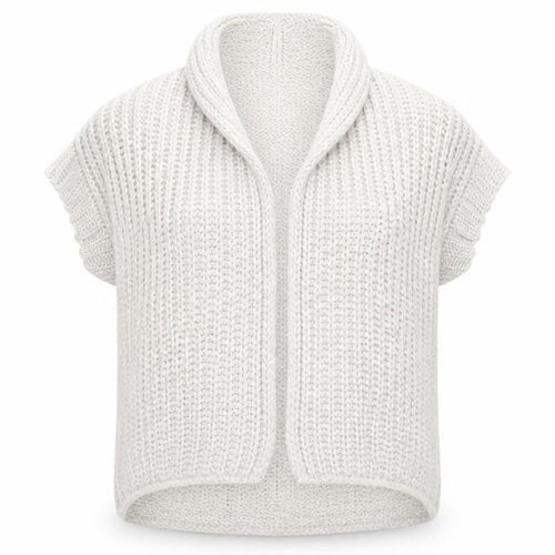 ZARA Women Ivory Chunky-Knit Short Sleeve Open Cardigan M