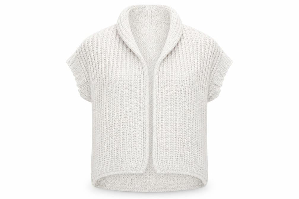 ZARA Women Ivory Chunky-Knit Short Sleeve Open Cardigan M