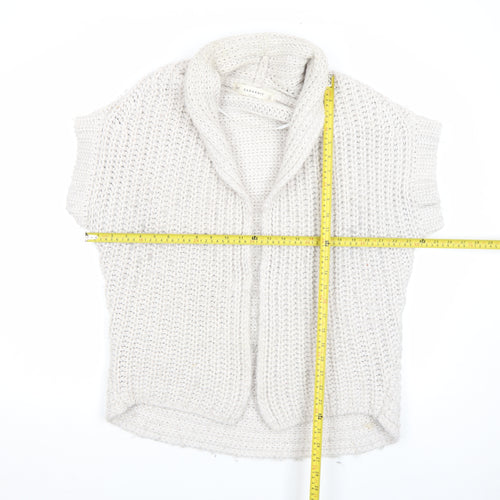 ZARA Women Ivory Chunky-Knit Short Sleeve Open Cardigan M