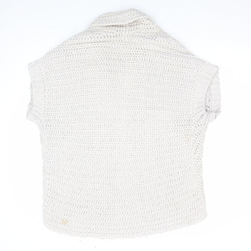 ZARA Women Ivory Chunky-Knit Short Sleeve Open Cardigan M
