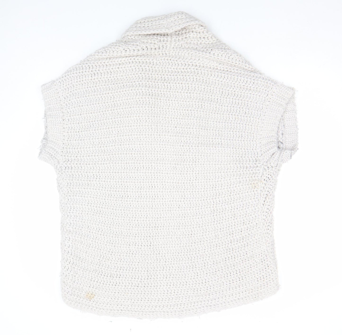 ZARA Women Ivory Chunky-Knit Short Sleeve Open Cardigan M