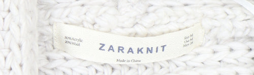 ZARA Women Ivory Chunky-Knit Short Sleeve Open Cardigan M