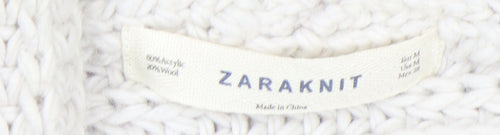 ZARA Women Ivory Chunky-Knit Short Sleeve Open Cardigan M