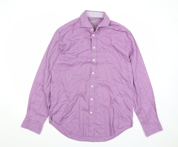 Jaeger Men's Purple Slim Fit Long Sleeve Cotton Button-Up Shirt Size 16