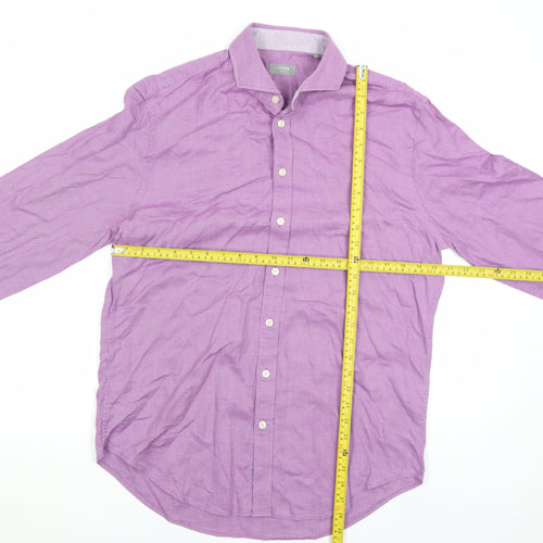 Jaeger Men's Purple Slim Fit Long Sleeve Cotton Button-Up Shirt Size 16