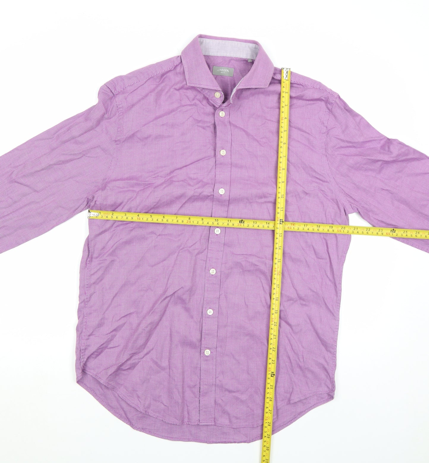 Jaeger Men's Purple Slim Fit Long Sleeve Cotton Button-Up Shirt Size 16