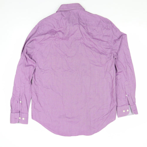 Jaeger Men's Purple Slim Fit Long Sleeve Cotton Button-Up Shirt Size 16