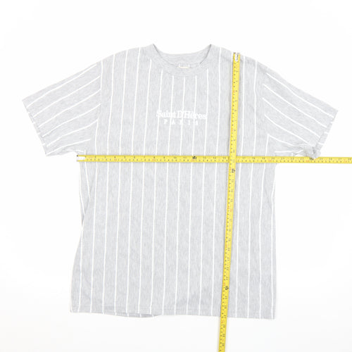 River Island Men’s Grey Striped Crew Neck T-Shirt Size L
