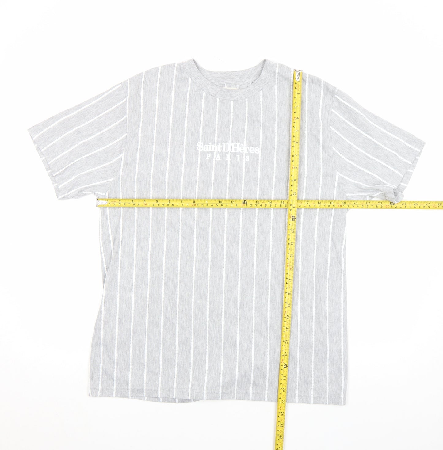 River Island Men’s Grey Striped Crew Neck T-Shirt Size L