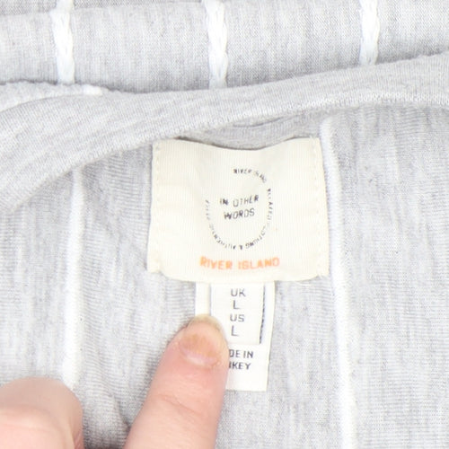 River Island Men’s Grey Striped Crew Neck T-Shirt Size L
