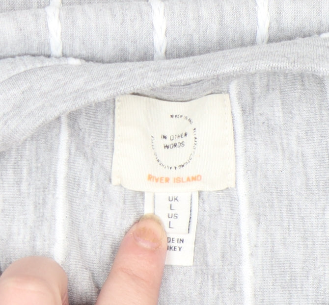 River Island Men’s Grey Striped Crew Neck T-Shirt Size L