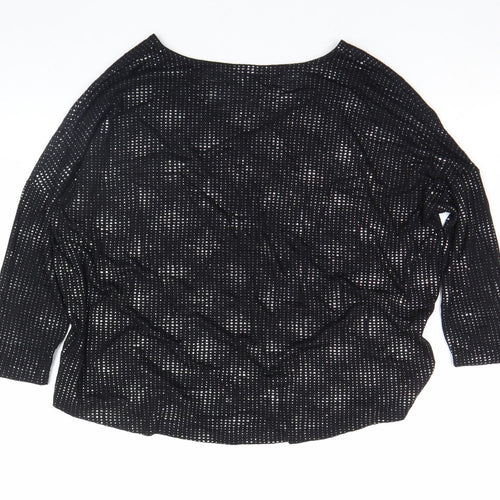 Next Womens Black Viscose Blend 3/4 Sleeve V-Neck Top Size 6