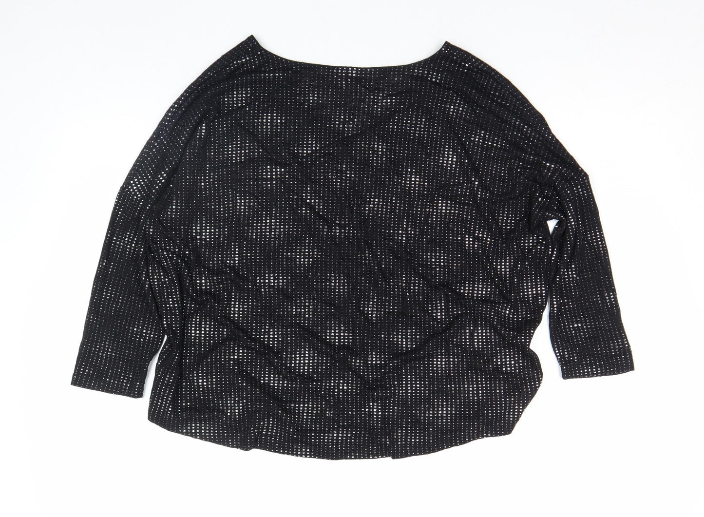 Next Womens Black Viscose Blend 3/4 Sleeve V-Neck Top Size 6