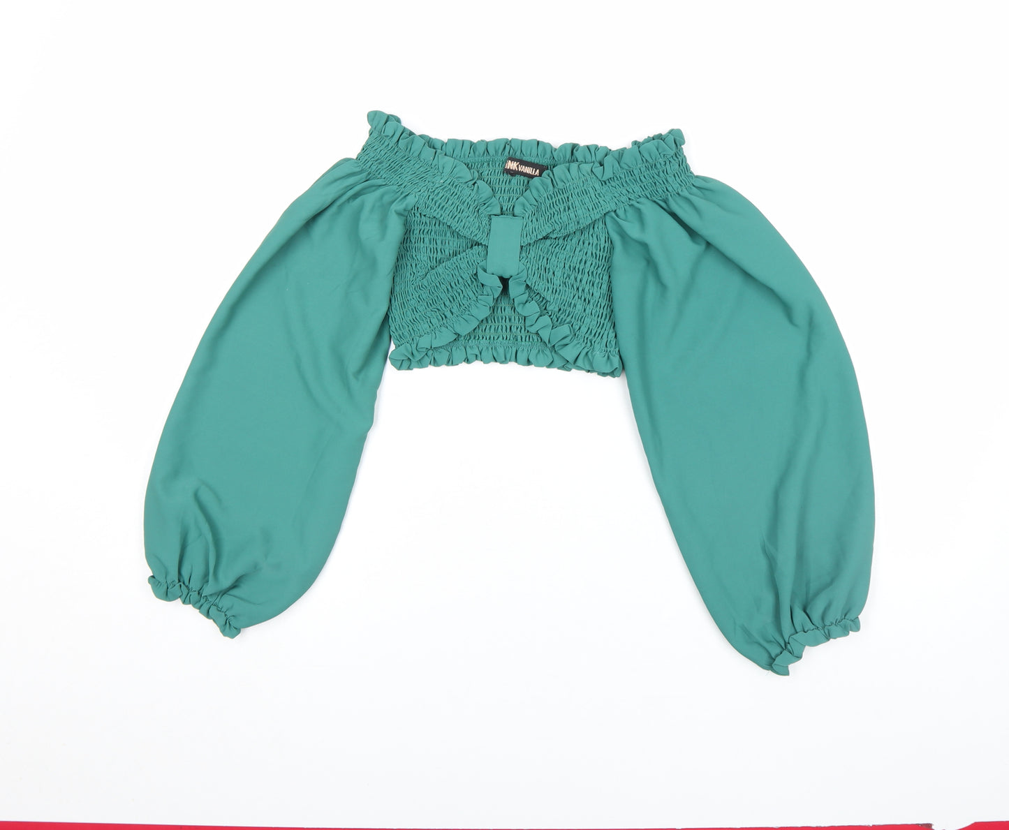 Pink Vanilla Women’s Green Off Shoulder Cropped Blouse UK S