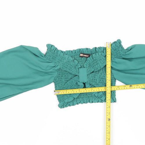 Pink Vanilla Women’s Green Off Shoulder Cropped Blouse UK S