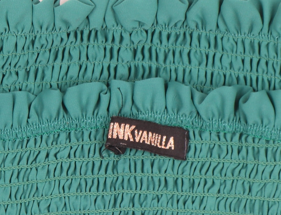 Pink Vanilla Women’s Green Off Shoulder Cropped Blouse UK S