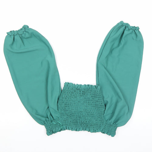 Pink Vanilla Women’s Green Off Shoulder Cropped Blouse UK S
