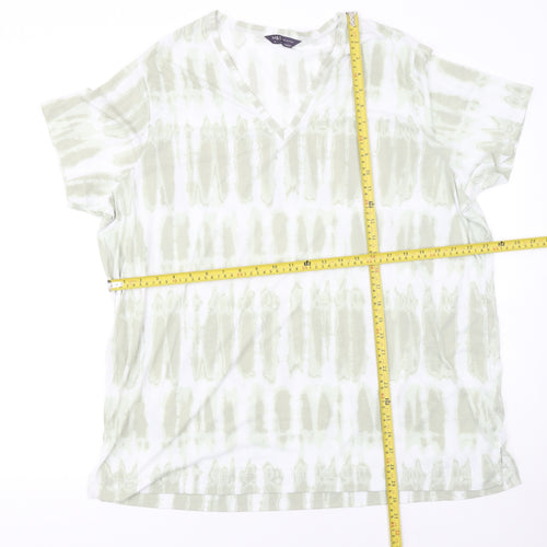 Marks and Spencer Womens Green Tie-Dye V-Neck T-Shirt Size 22