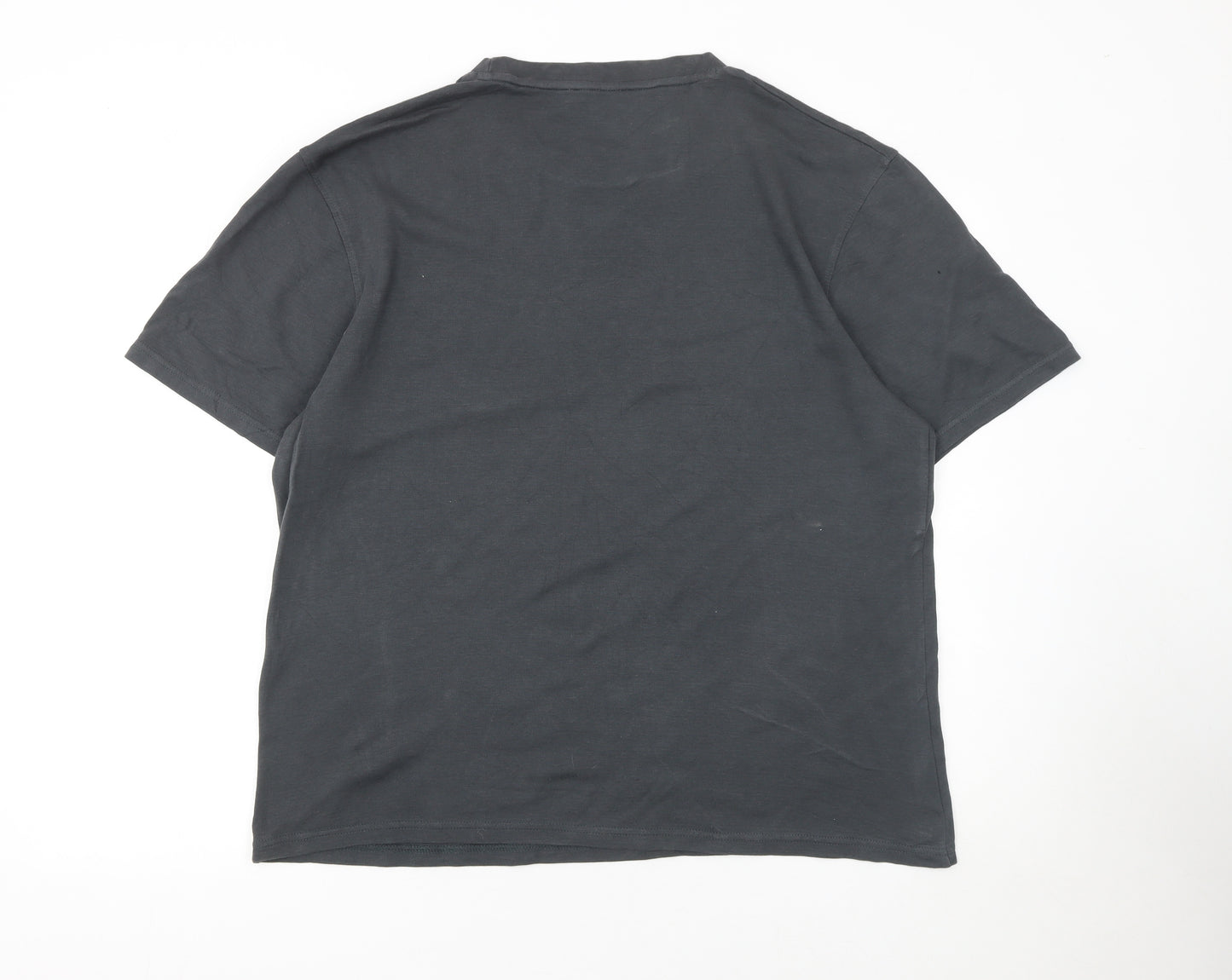 Zara Men Grey Regular Fit Cotton Crew Neck T-Shirt Size L