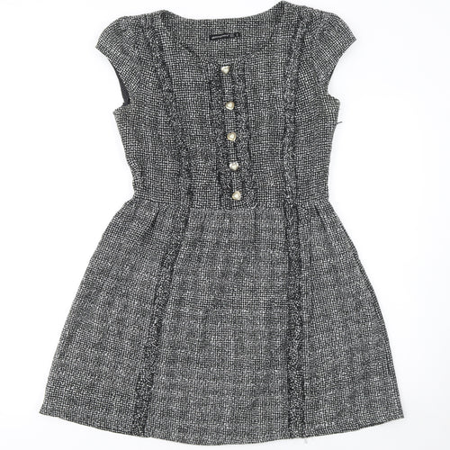 Atmosphere Women's Black Tweed A-Line Short Sleeve Dress Size 10
