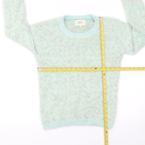 Papaya Women Blue Animal Print Fuzzy Knit Jumper Size S