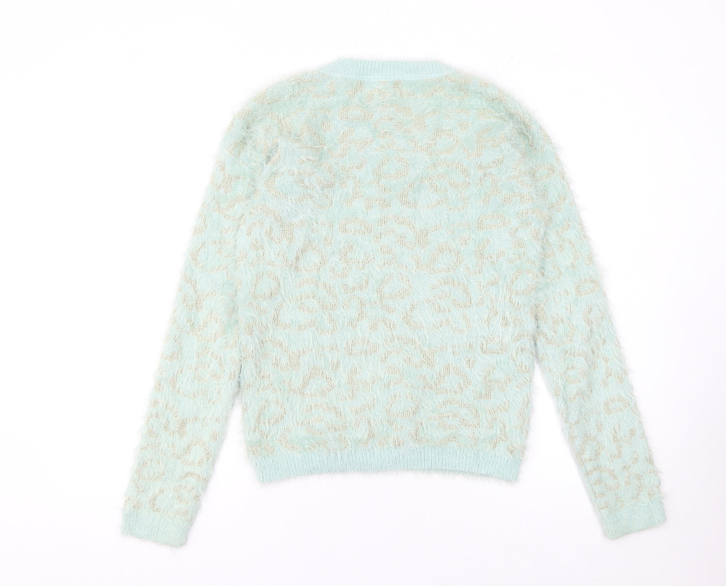 Papaya Women Blue Animal Print Fuzzy Knit Jumper Size S