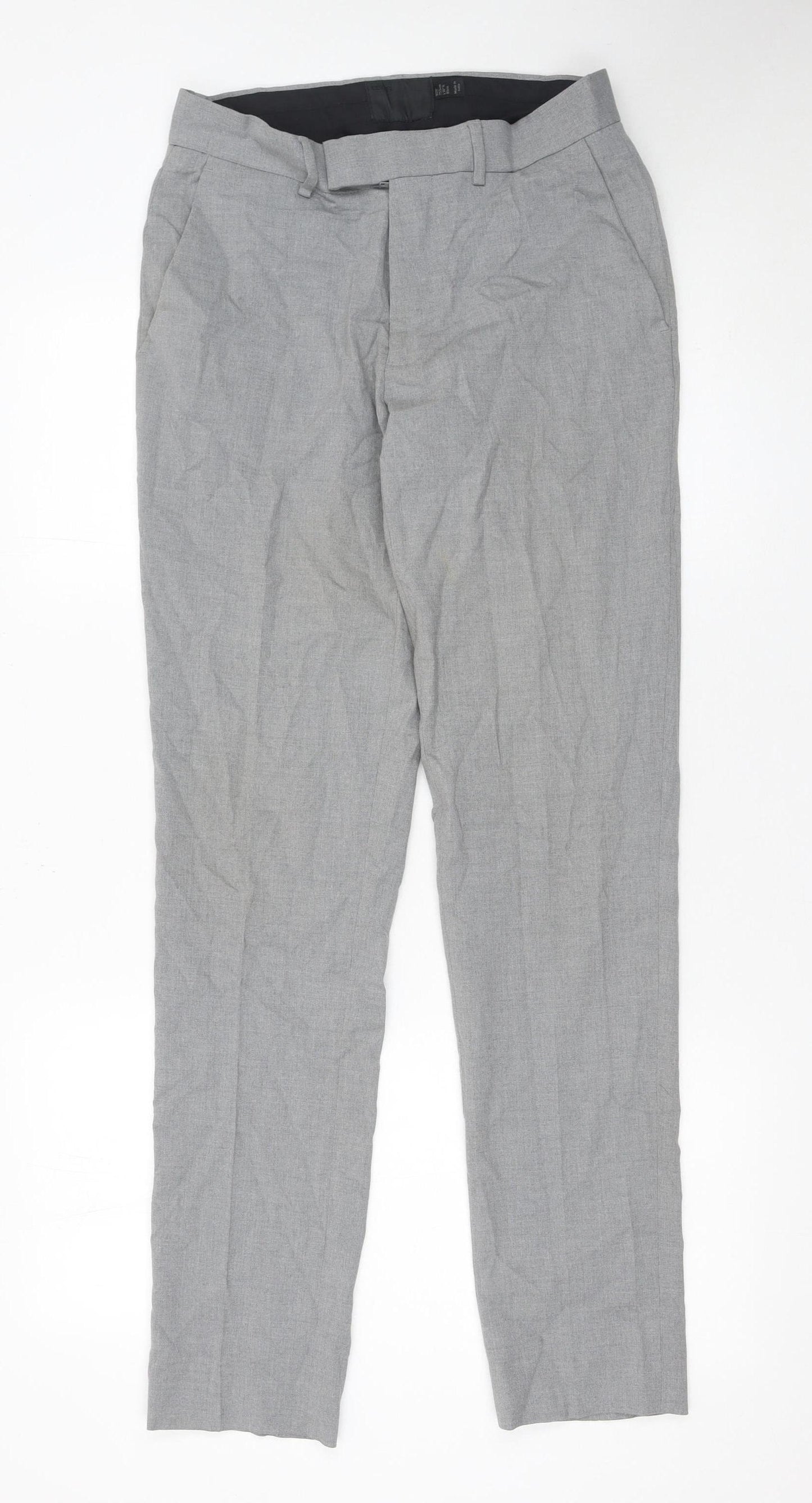 ASOS Men's Grey Slim Fit Skinny Trousers 29W 32L Polyester Blend