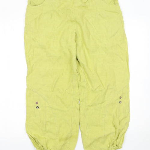 Virtuelle Women's Green Linen Cargo Trousers Size 14 Relaxed Fit