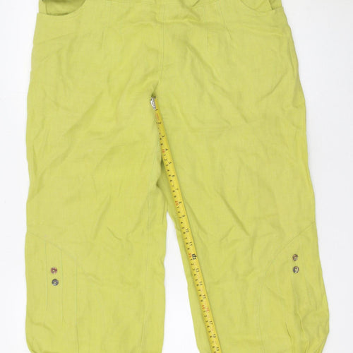 Virtuelle Women's Green Linen Cargo Trousers Size 14 Relaxed Fit