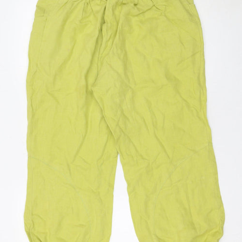 Virtuelle Women's Green Linen Cargo Trousers Size 14 Relaxed Fit