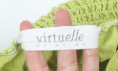 Virtuelle Women's Green Linen Cargo Trousers Size 14 Relaxed Fit