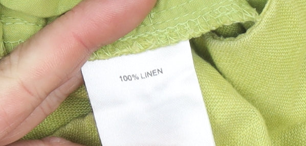 Virtuelle Women's Green Linen Cargo Trousers Size 14 Relaxed Fit