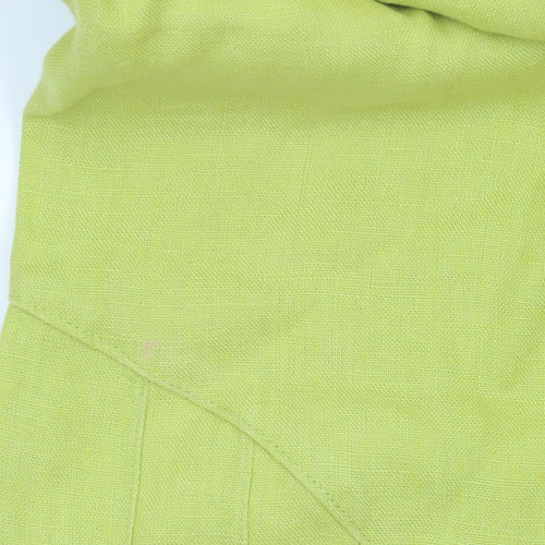 Virtuelle Women's Green Linen Cargo Trousers Size 14 Relaxed Fit