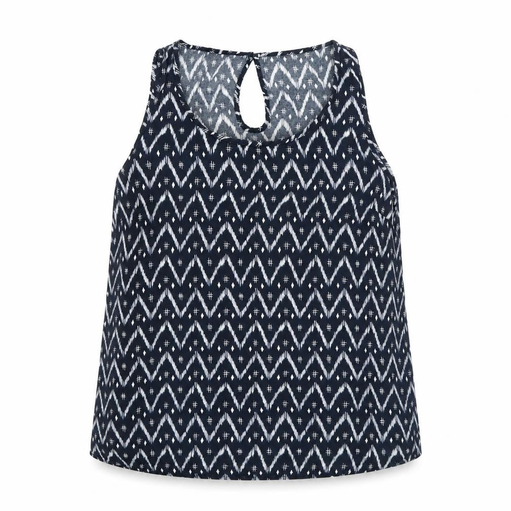 ONLY Women Blue Geometric Sleeveless Camisole Top Size 12