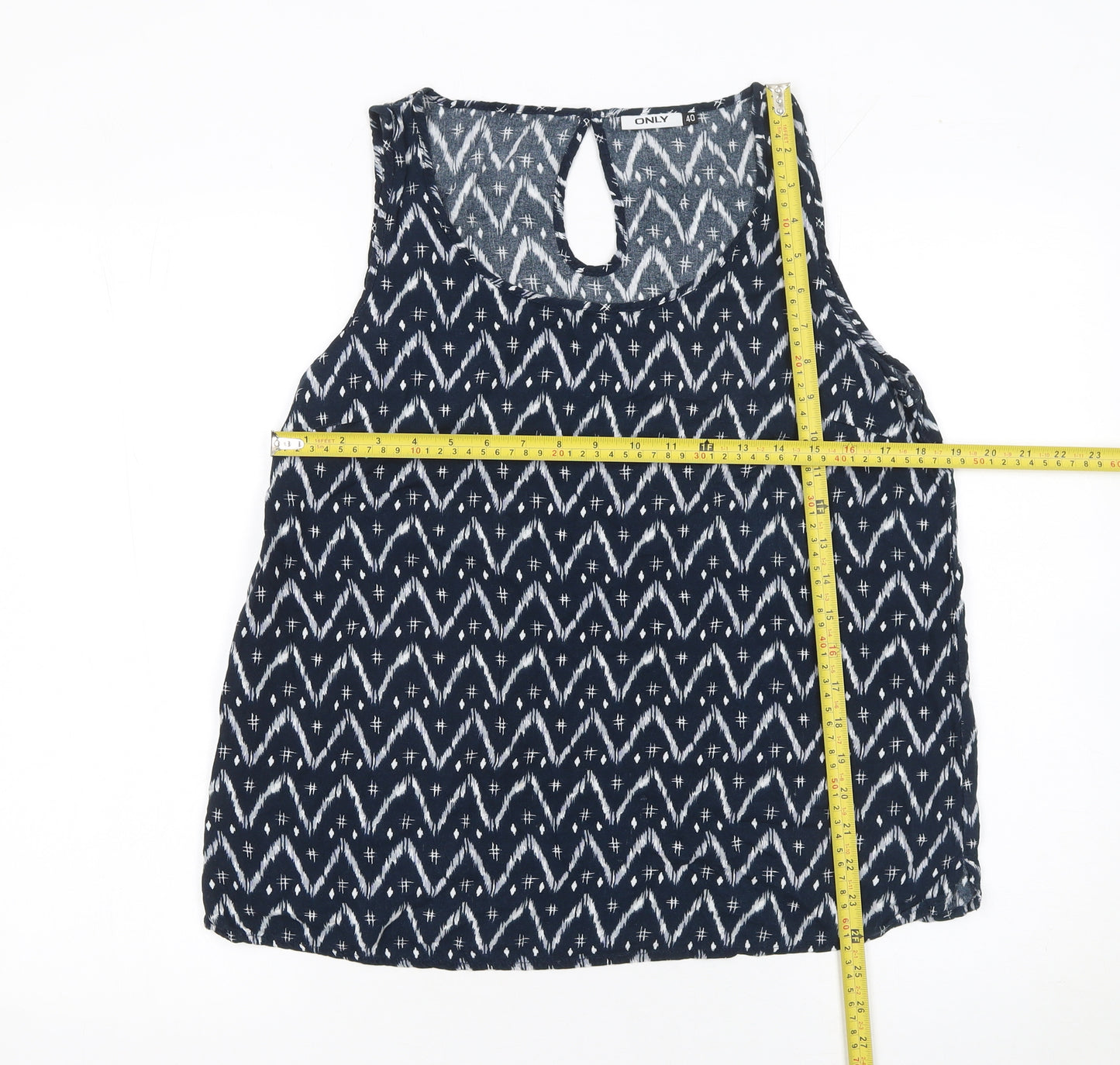 ONLY Women Blue Geometric Sleeveless Camisole Top Size 12