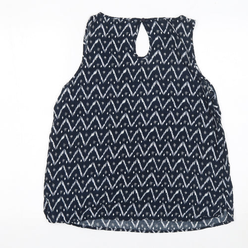 ONLY Women Blue Geometric Sleeveless Camisole Top Size 12