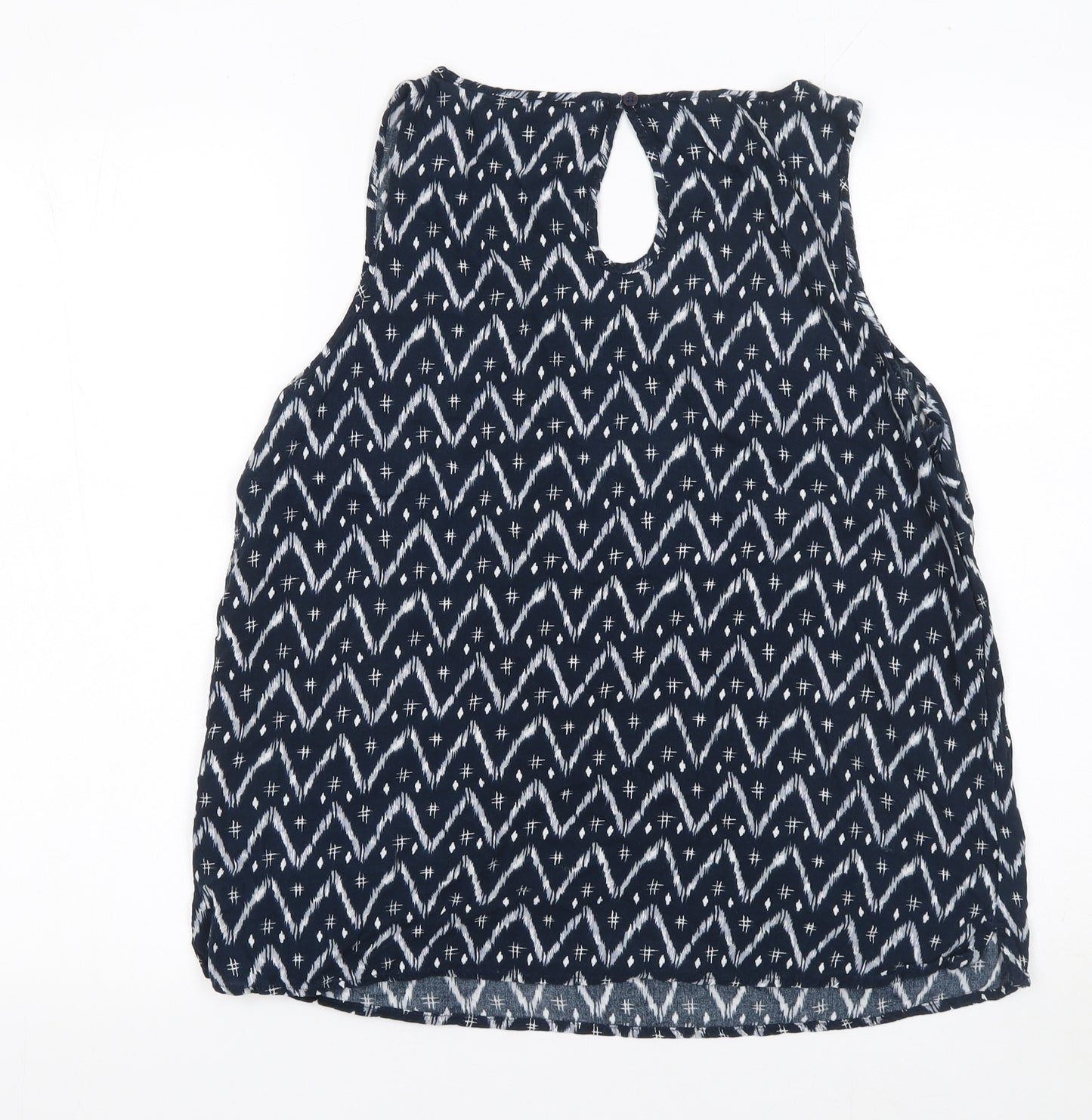 ONLY Women Blue Geometric Sleeveless Camisole Top Size 12