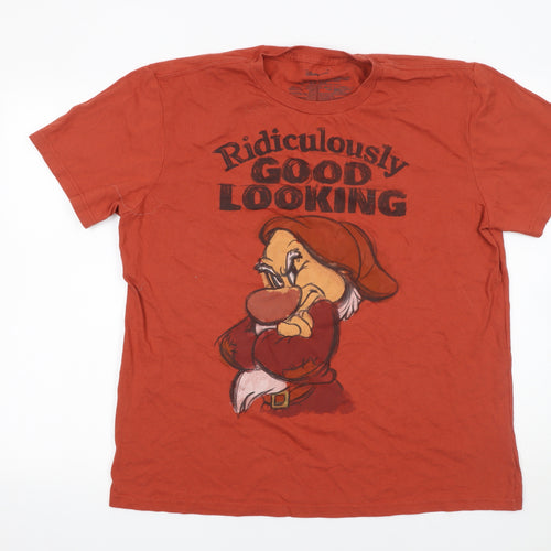 Disney Store Men's Red Grumpy Graphic T-Shirt L Funny Cotton