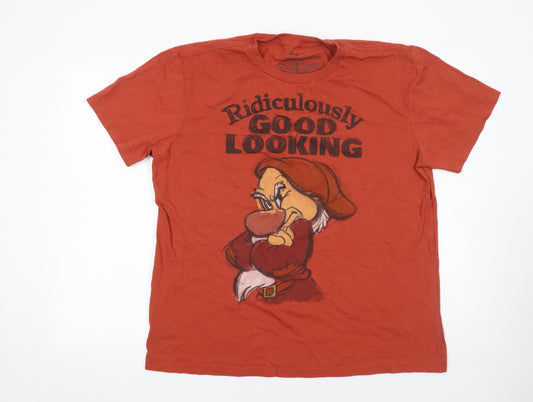 Disney Store Men's Red Grumpy Graphic T-Shirt L Funny Cotton