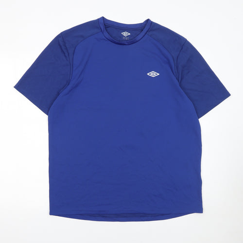 Umbro Men Blue XL Short Sleeve Polyester Sports T-Shirt
