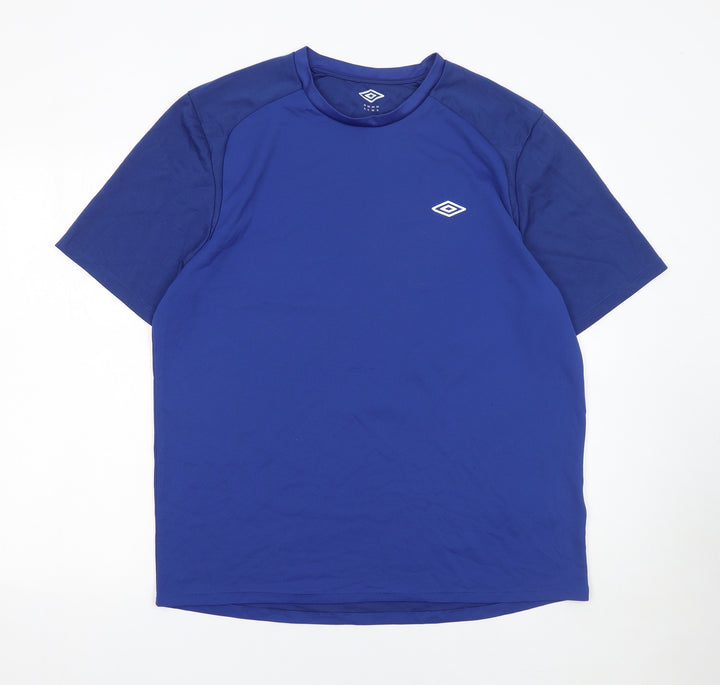 Umbro Men Blue XL Short Sleeve Polyester Sports T-Shirt